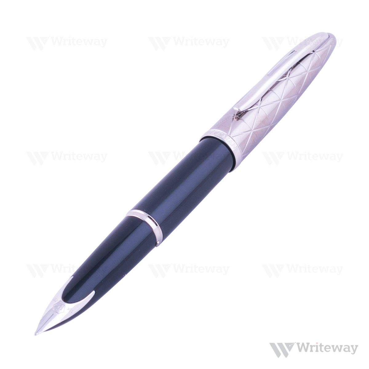 WATERMAN CARENE CONTEMPORARY BLACK & GUN METAL ST FOUNTAIN PEN 